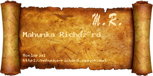 Mahunka Richárd névjegykártya